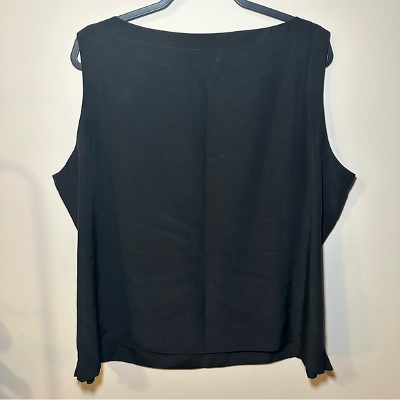 Kate Hill Classic Closet Staple Black Sleeveless Silk Elevated Basic TankTop 22W - Picture 13 of 16